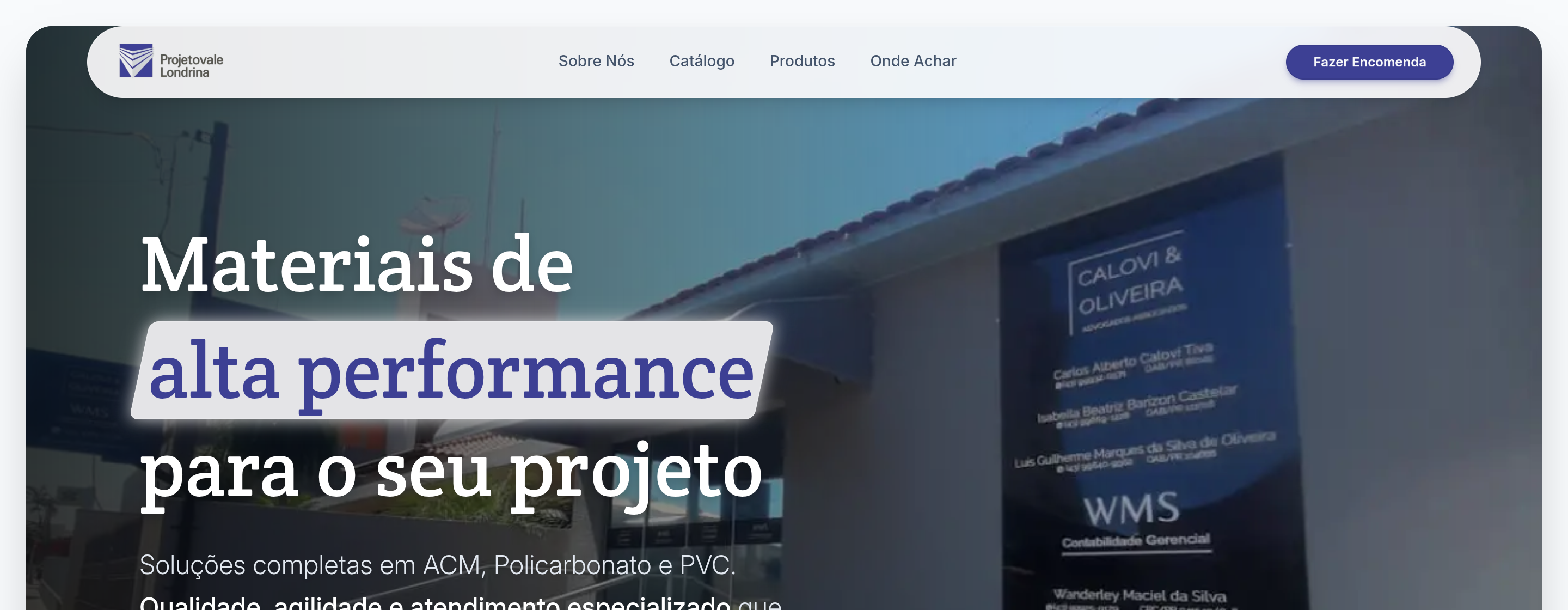 Preview do site Projeto Vale Londrina